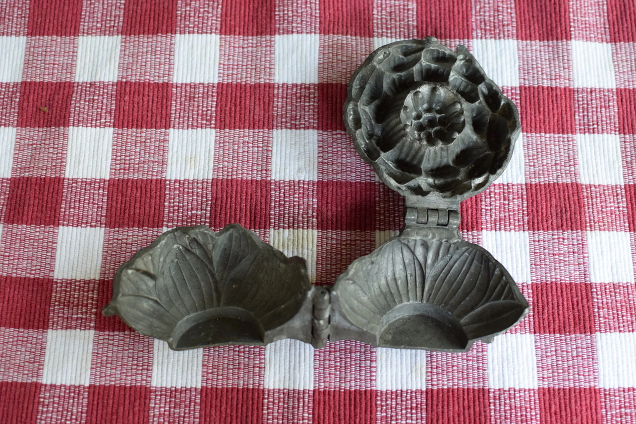 Antique French Pewter Lotus Flower Mould