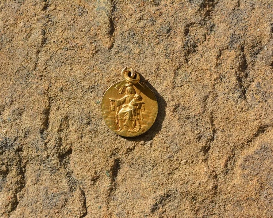 Saint Therese Antique Gold Vermeil Religious Medal