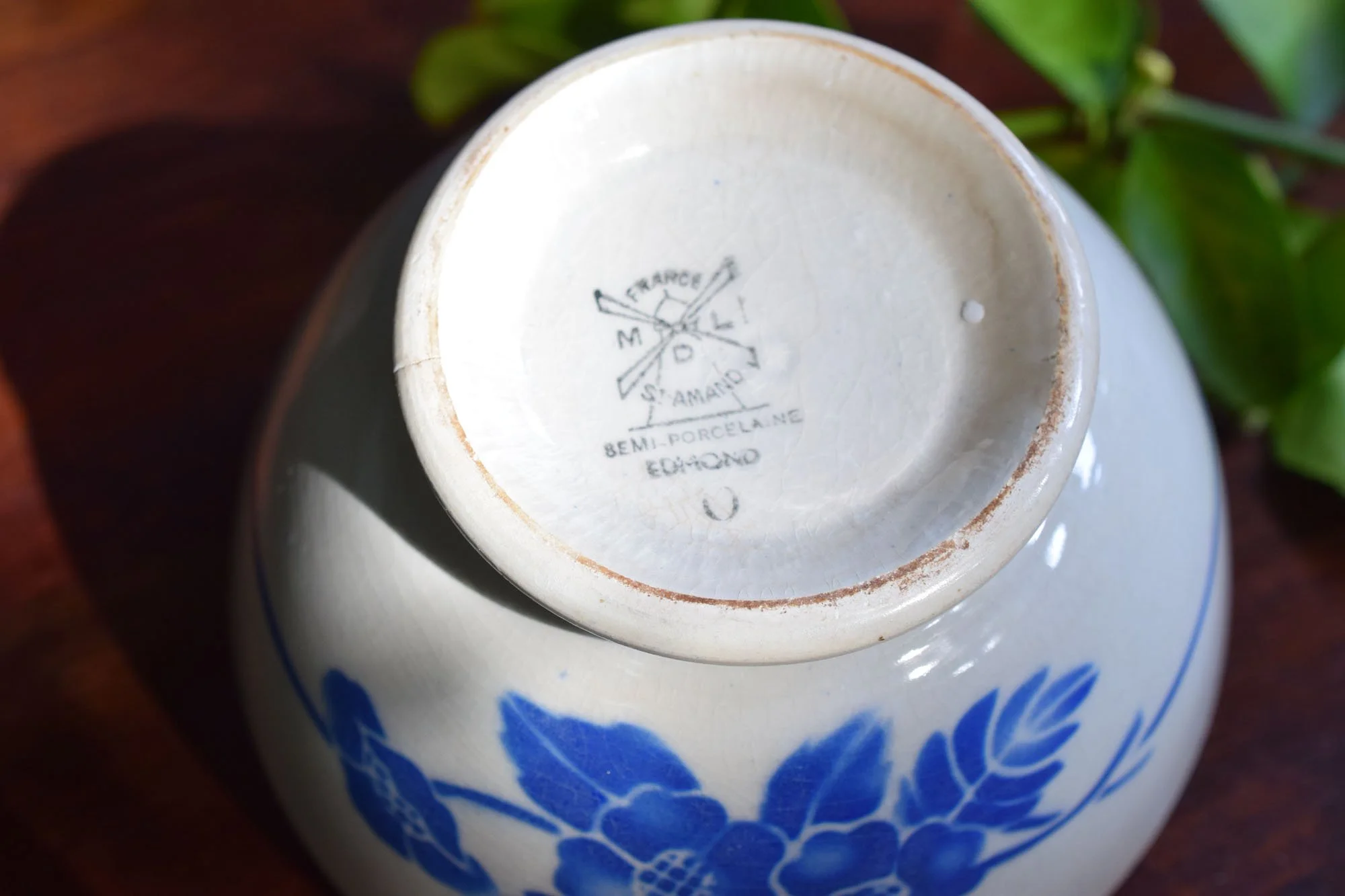 Makers Mark Makers Mark for French semi-porcelain bowl by St. Amand, c. 1910.