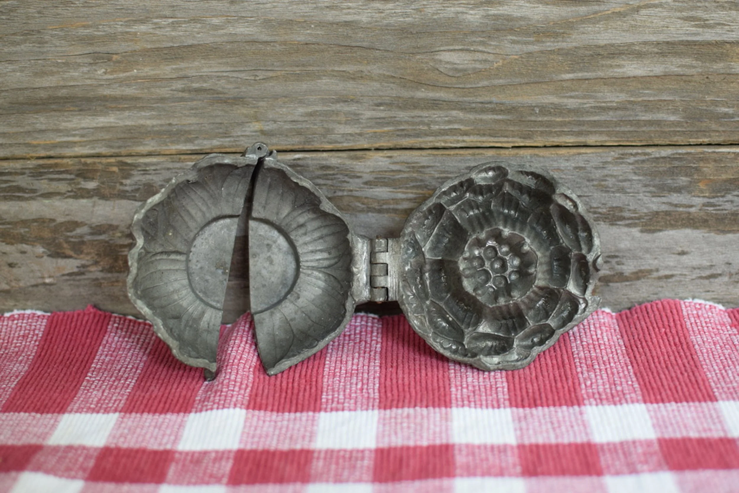 Antique French Pewter Lotus Flower Mould