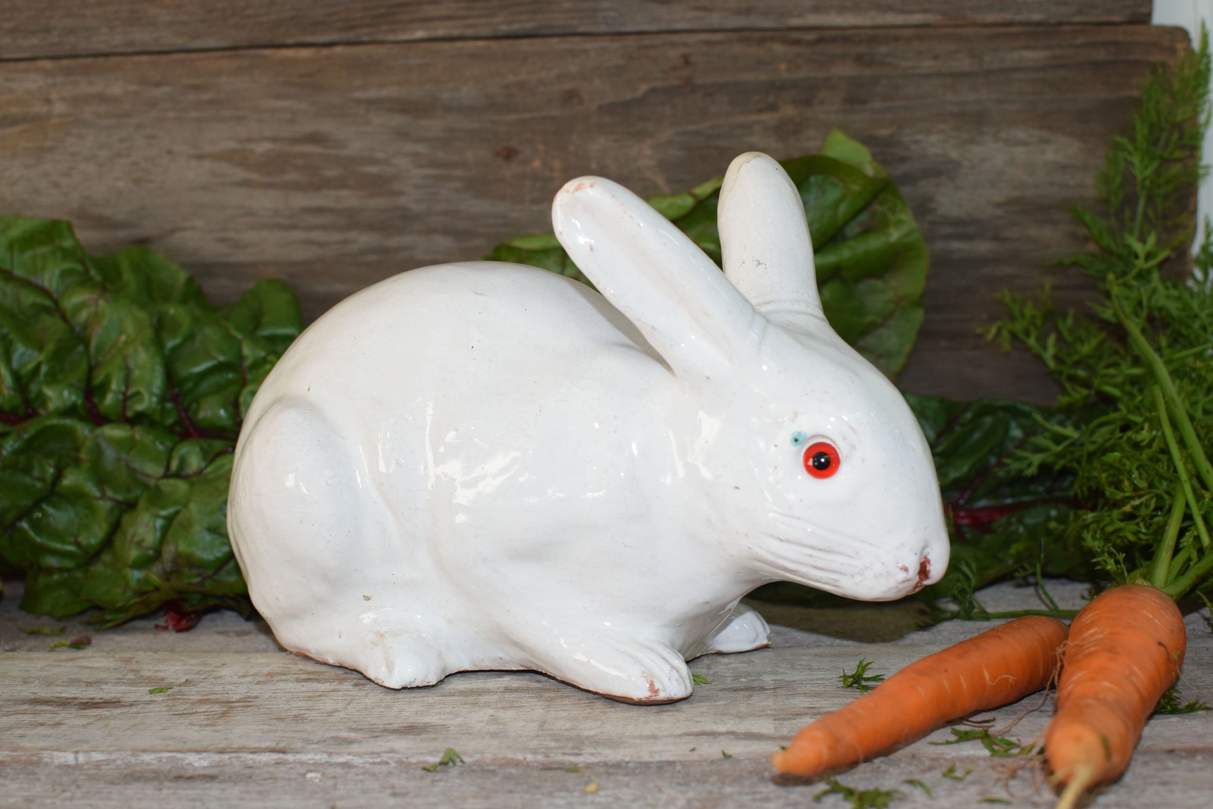 Antique French Bavent Tin Glazed Rabbit