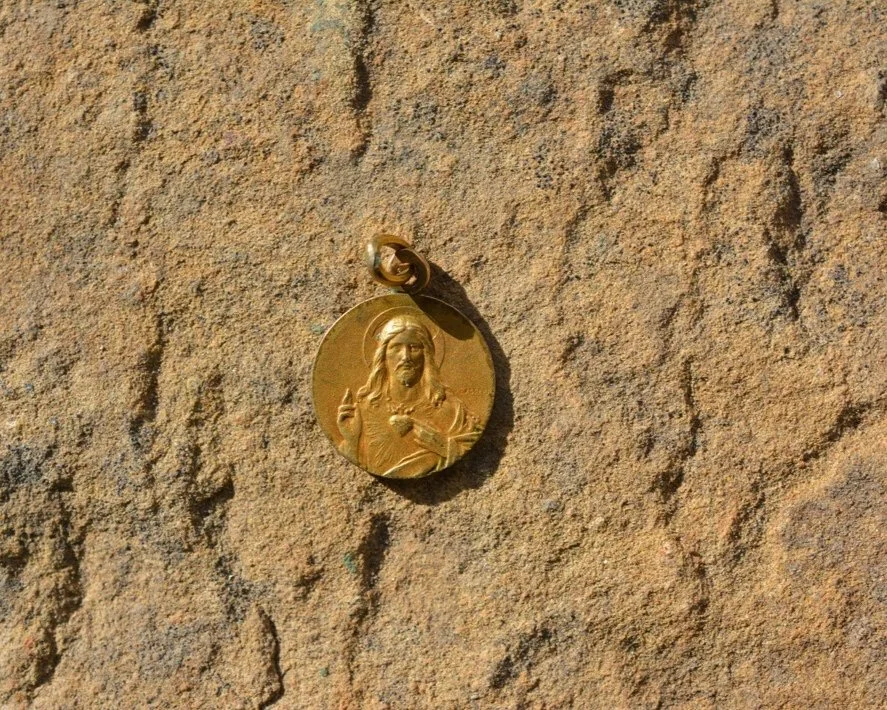 Saint Therese Antique Gold Vermeil Religious Medal