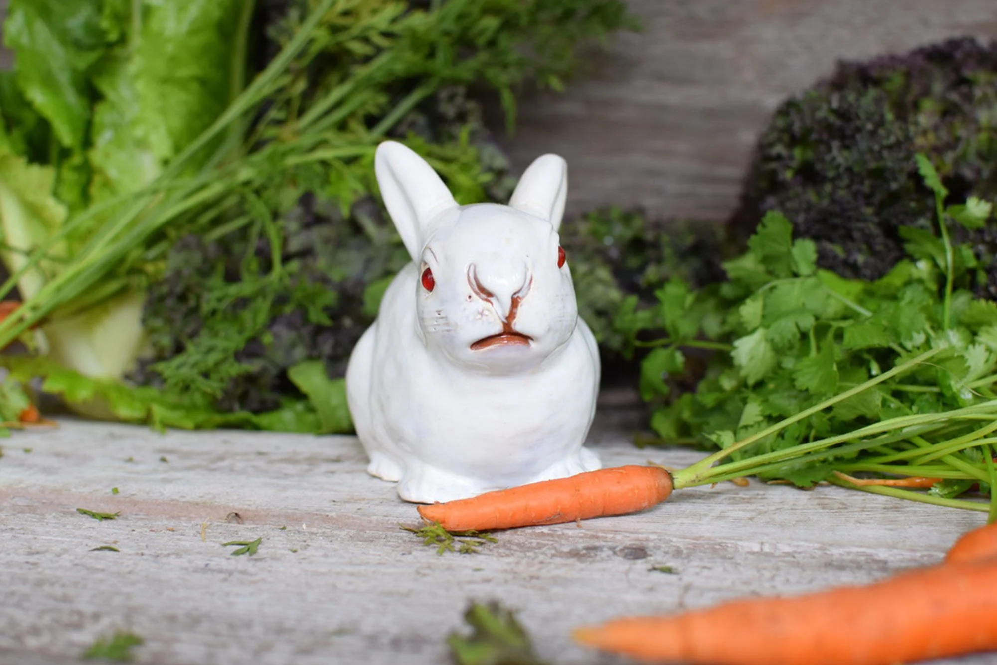 Antique Bavent Faience White Rabbit