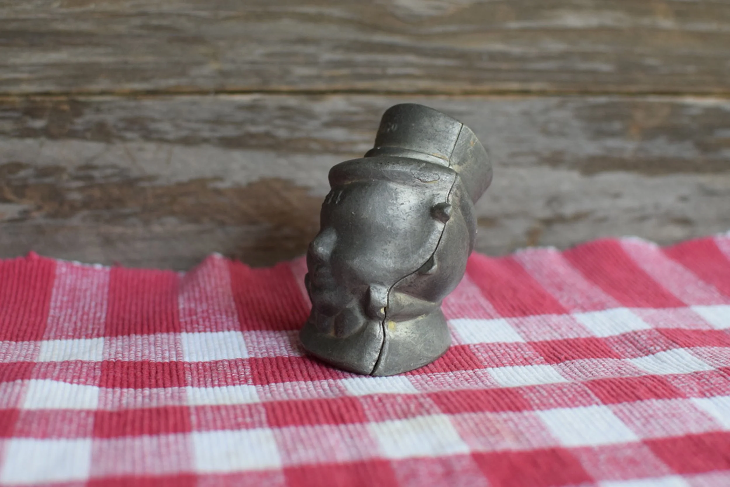 Antique Pewter Ice Cream Mould - Man in Top Hat