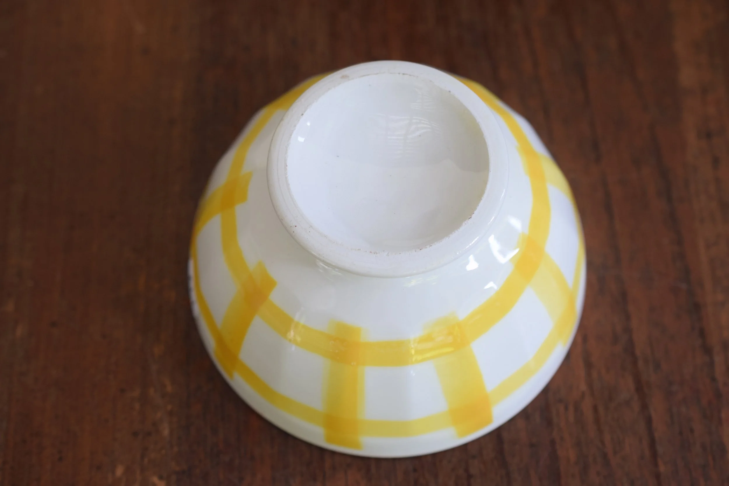 Yellow and White Antique French Cafe au Lait Bowl