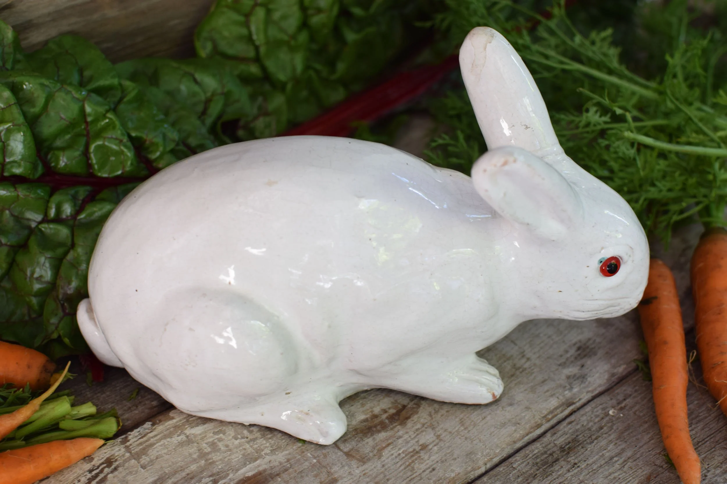 Antique French Bavent Tin Glazed Rabbit