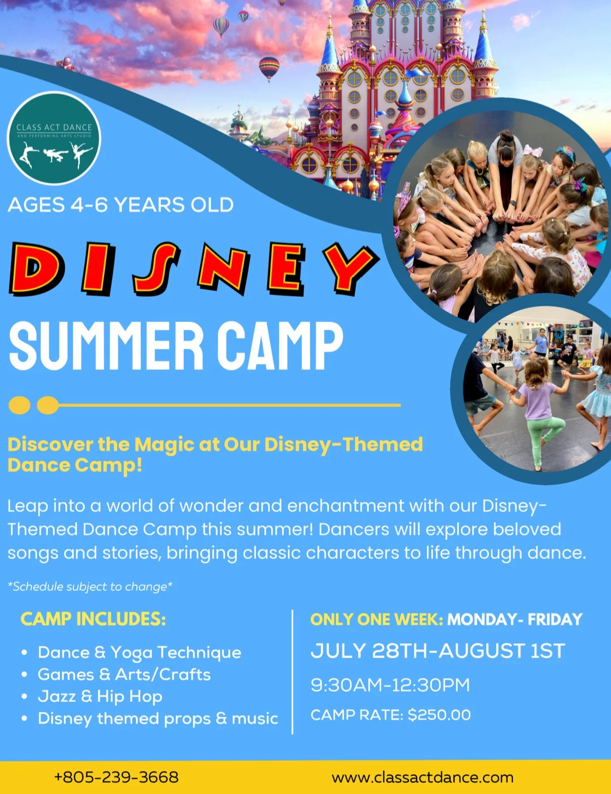 Disney themed 5 Day Summer Dance, Yoga, &amp; Art Camp (Ages 4-6)