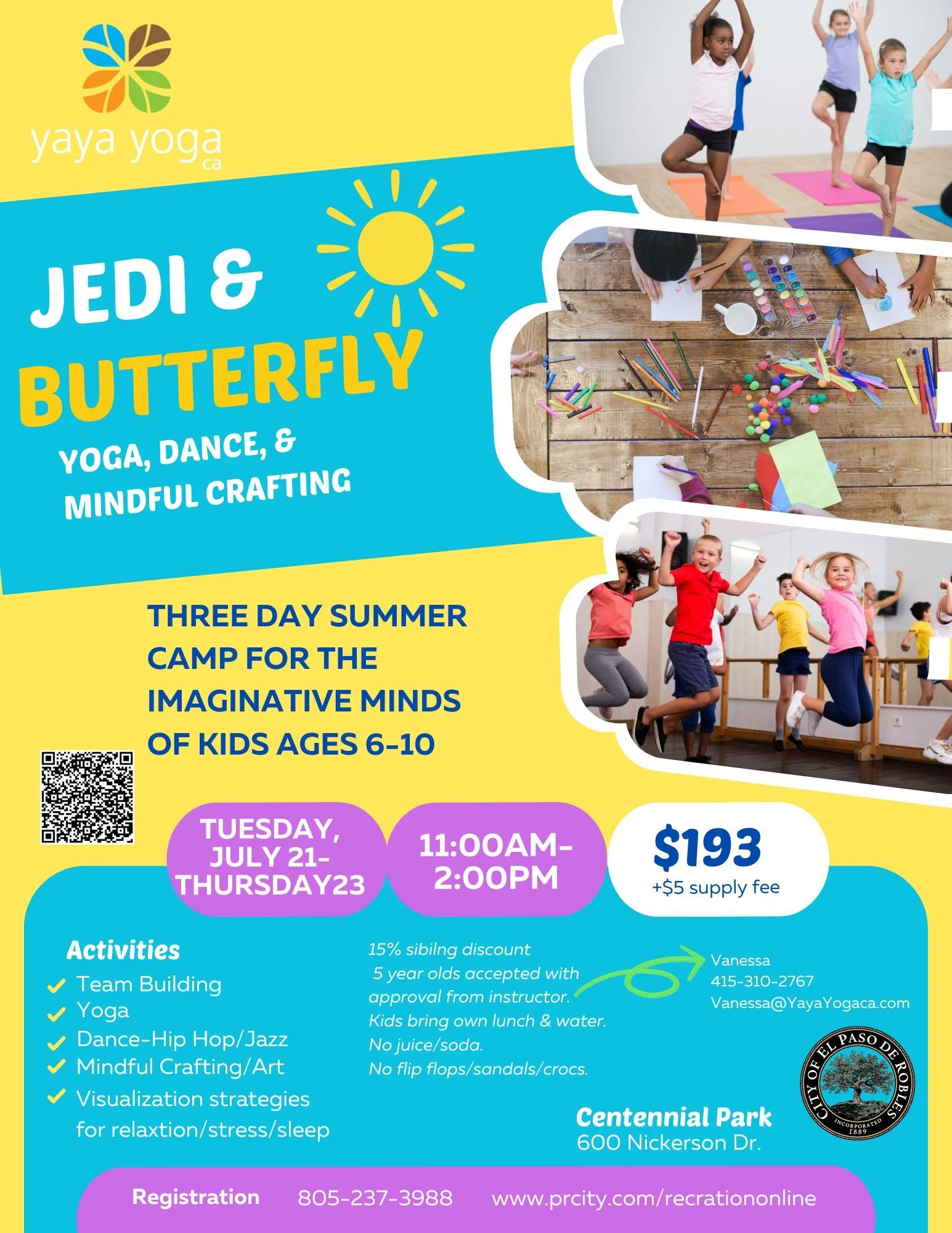 Jedi &amp; Butterfly Yoga, Dance, &amp; Mindful Crafting Camp 2026
