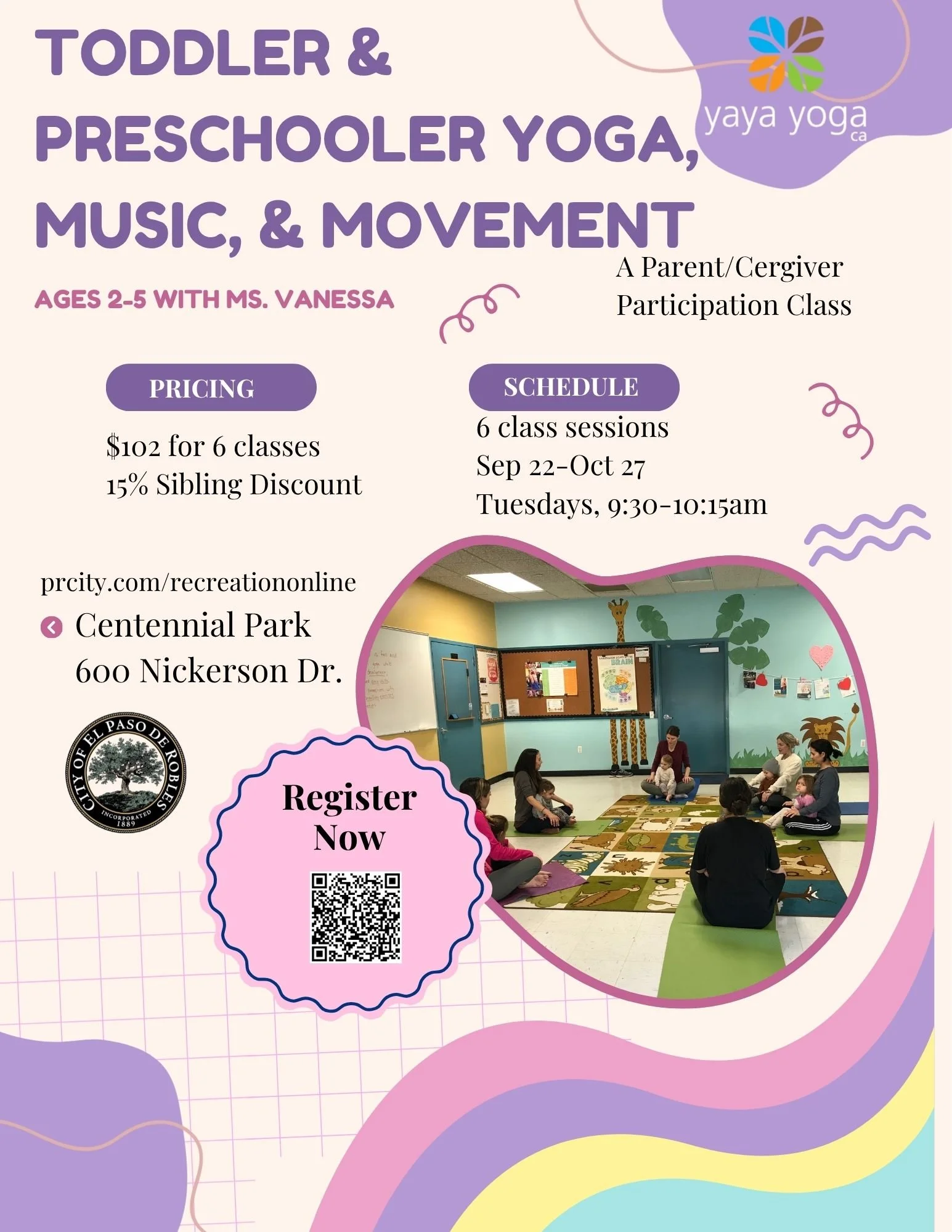 FALL Session: Toddler &amp; Preschooler Yoga, Music, &amp; Movement, Ages 2-5 