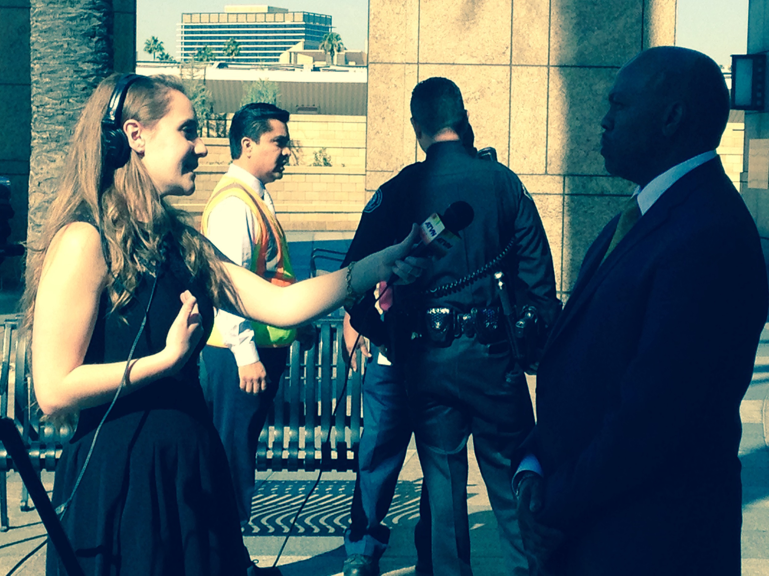 Phil Washington answers questions from USC Journalism Student Abby Flaxer.