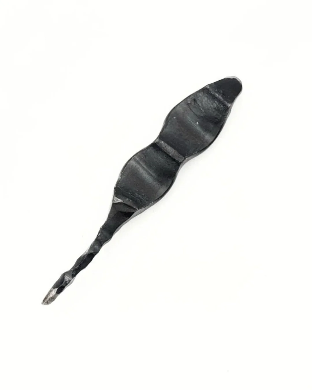 One steel two divot tools with two large indents hammered into each on a solid background.