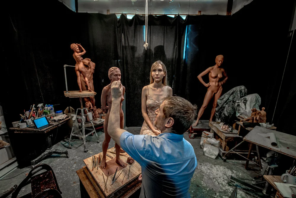 Brian working in his studio, photo by Sterling P. Taylor