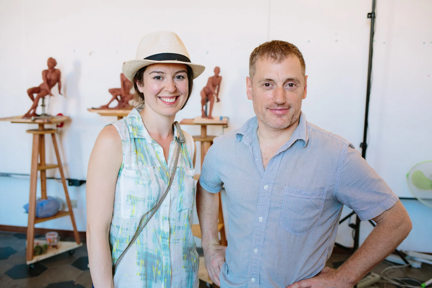 Melanie and Brian in the studios of Rome Art Workshops, Italy