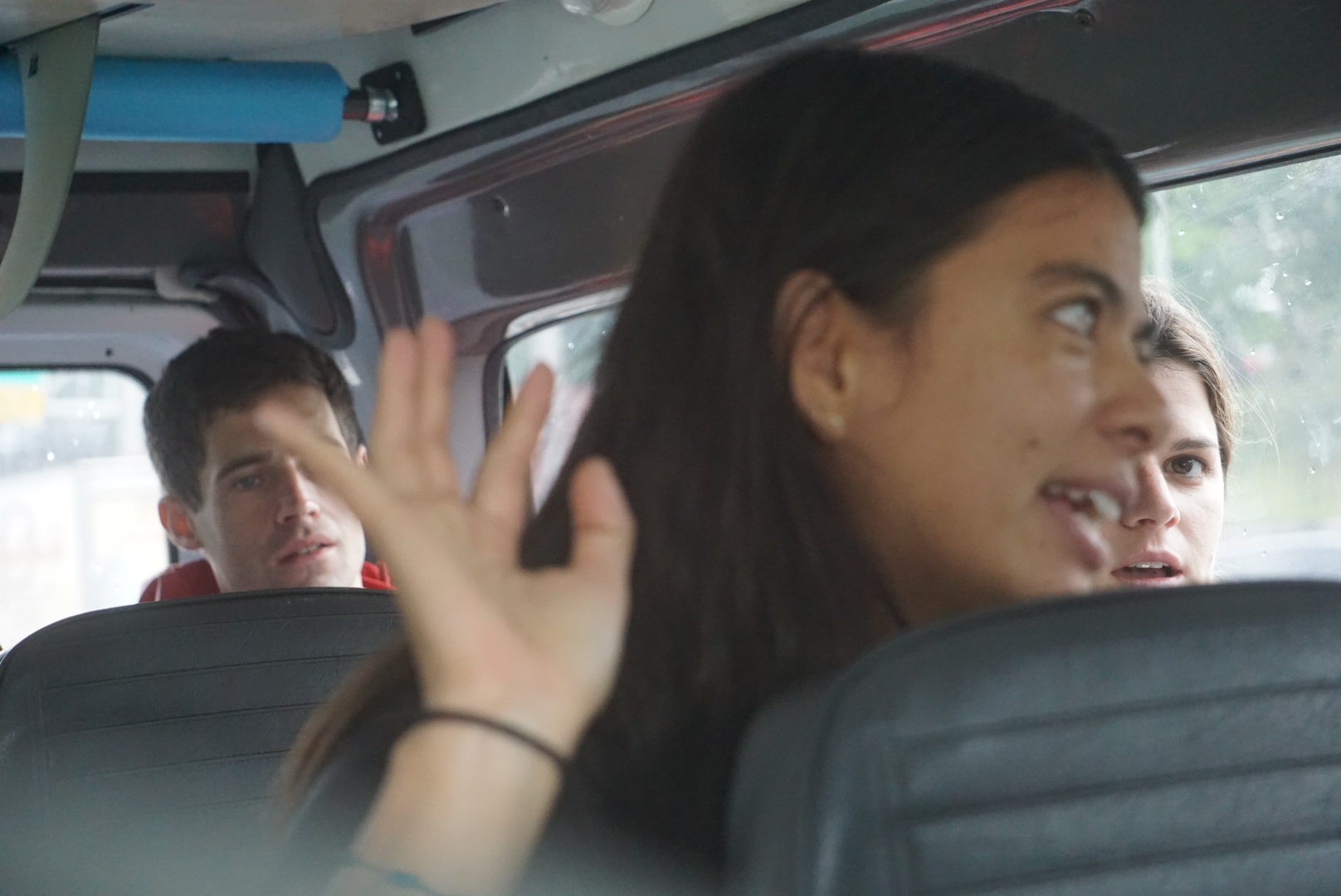 Van conversations never disappoint. Bryce, Christina, and Helena. Photo: Juan Heredia