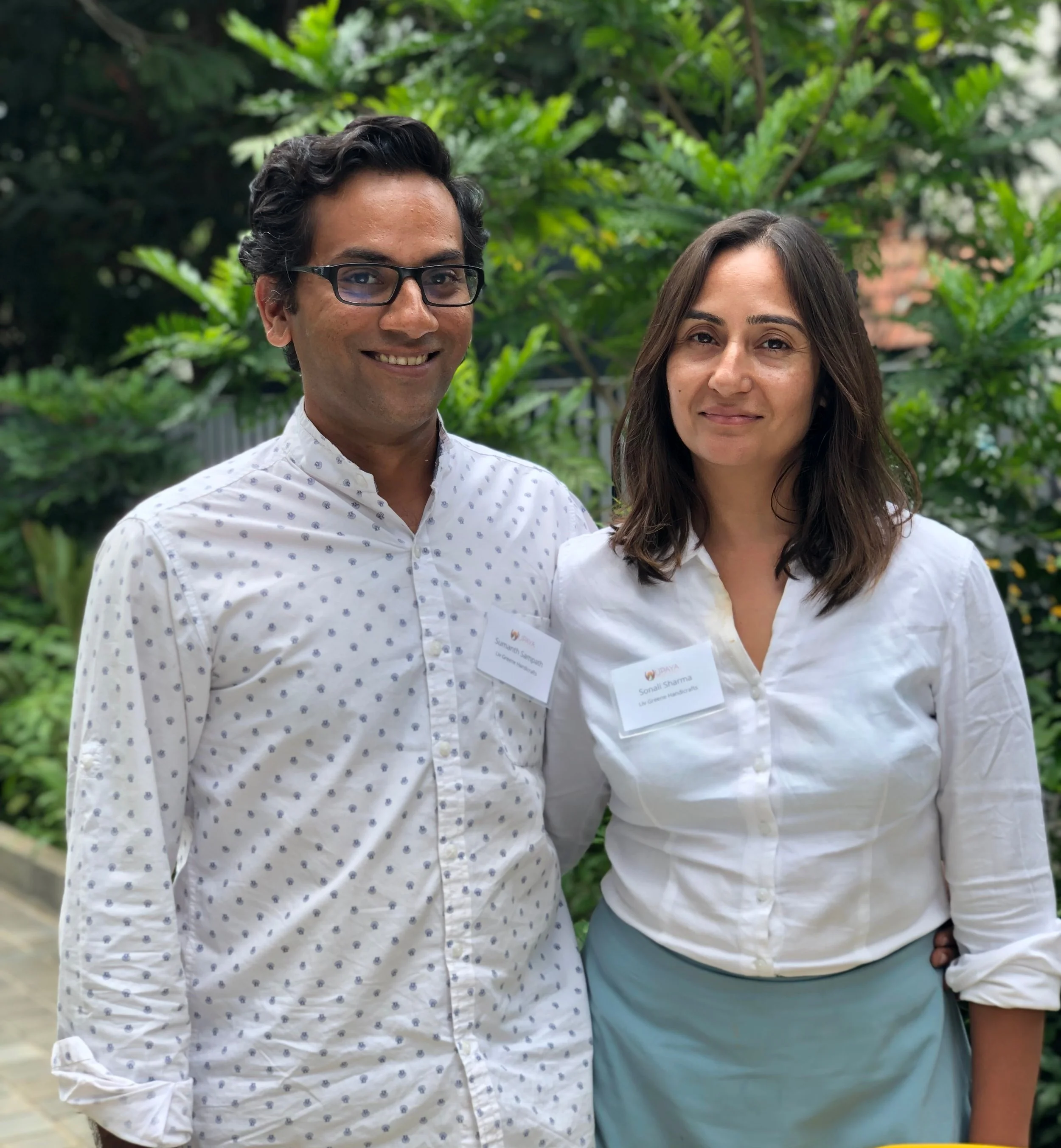 Liv Greene Handicrafts Co-Founders, Sumanth Sampath (left) and Sonali Sharma (right)