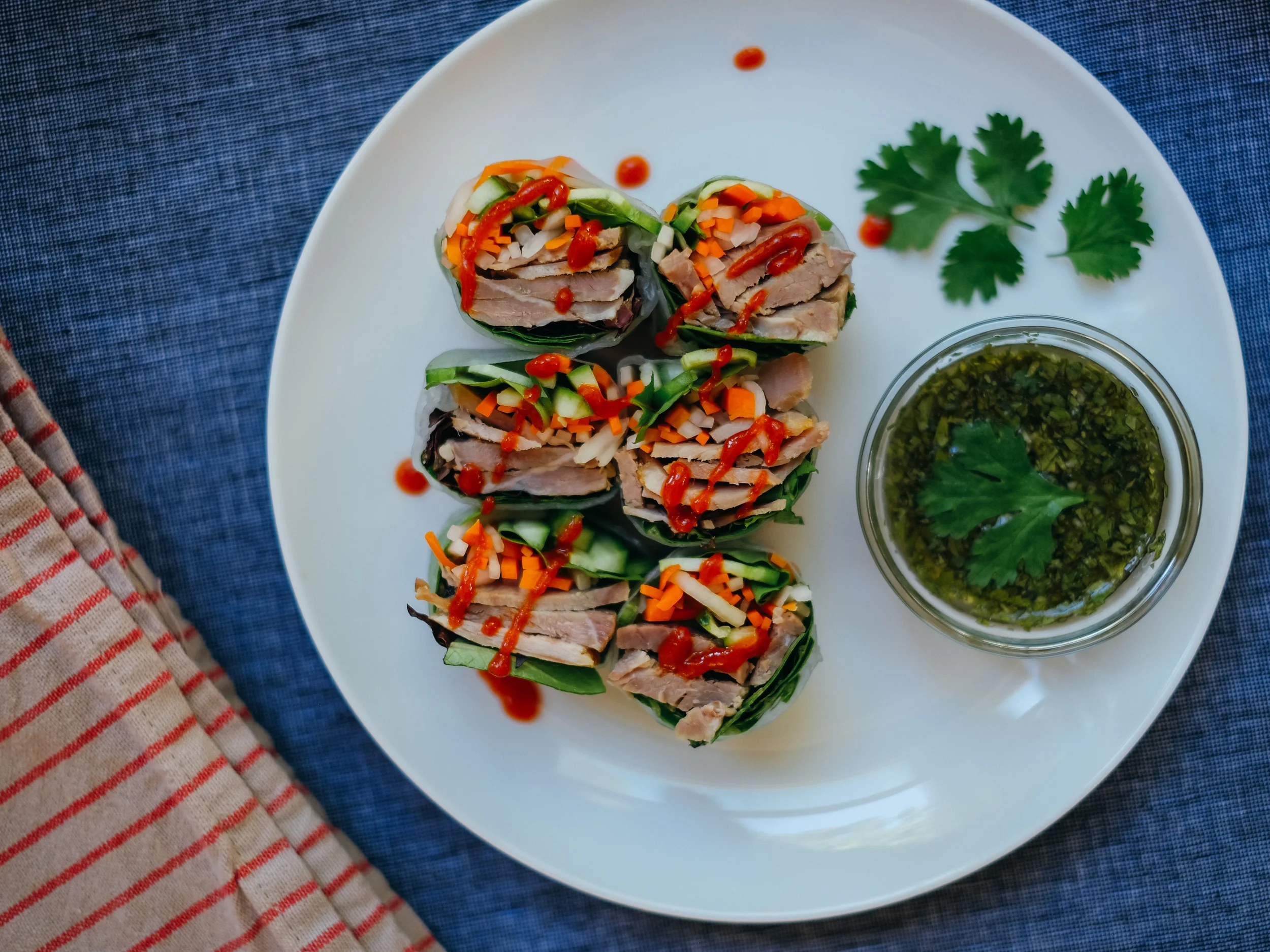 Garlic Brined Pork Bánh Mì Summer Rolls