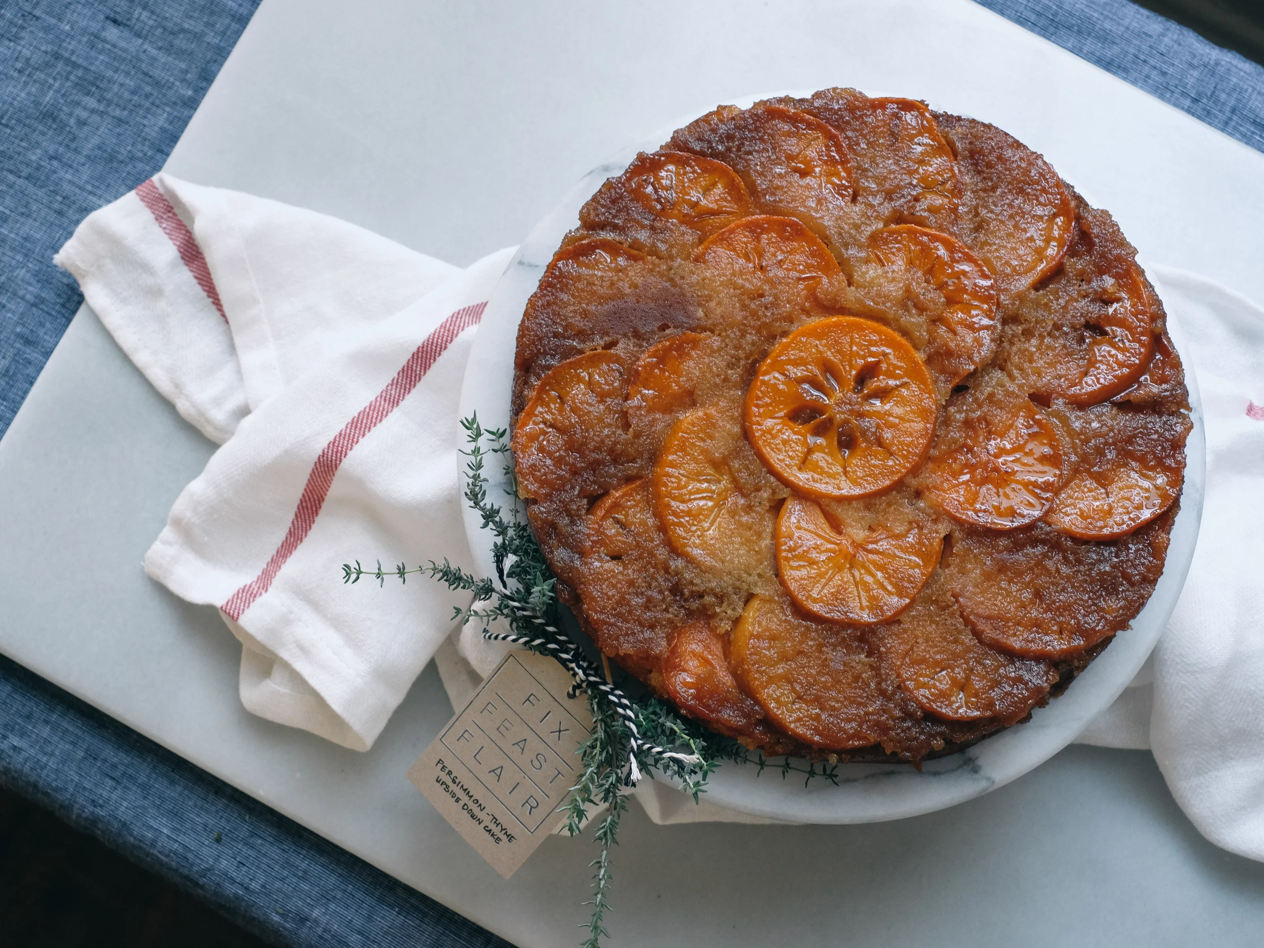 Persimmon-Thyme Upside Down Cake