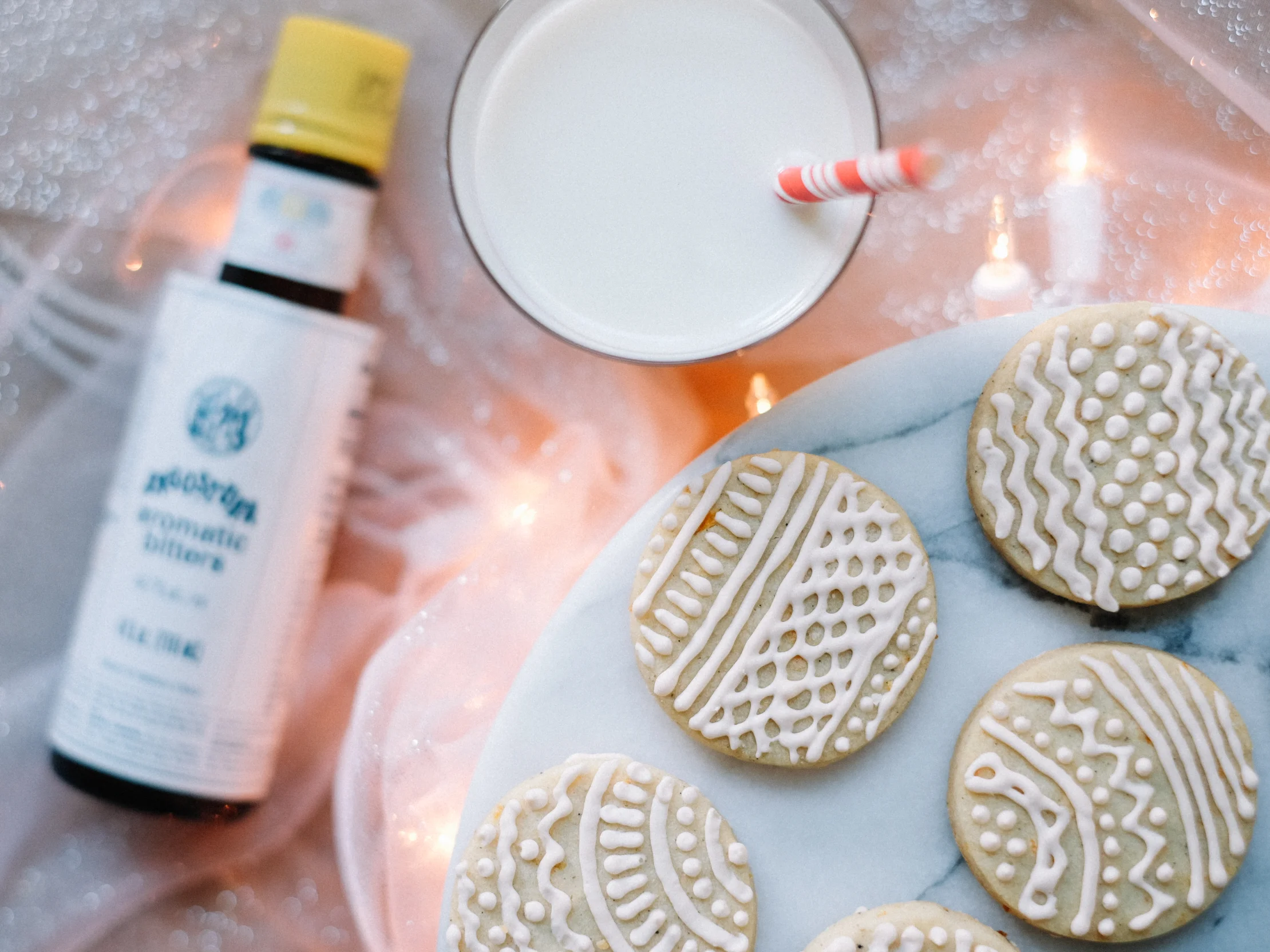 Orange Cardamom Butter Cookies w/Angostura Royal Icing