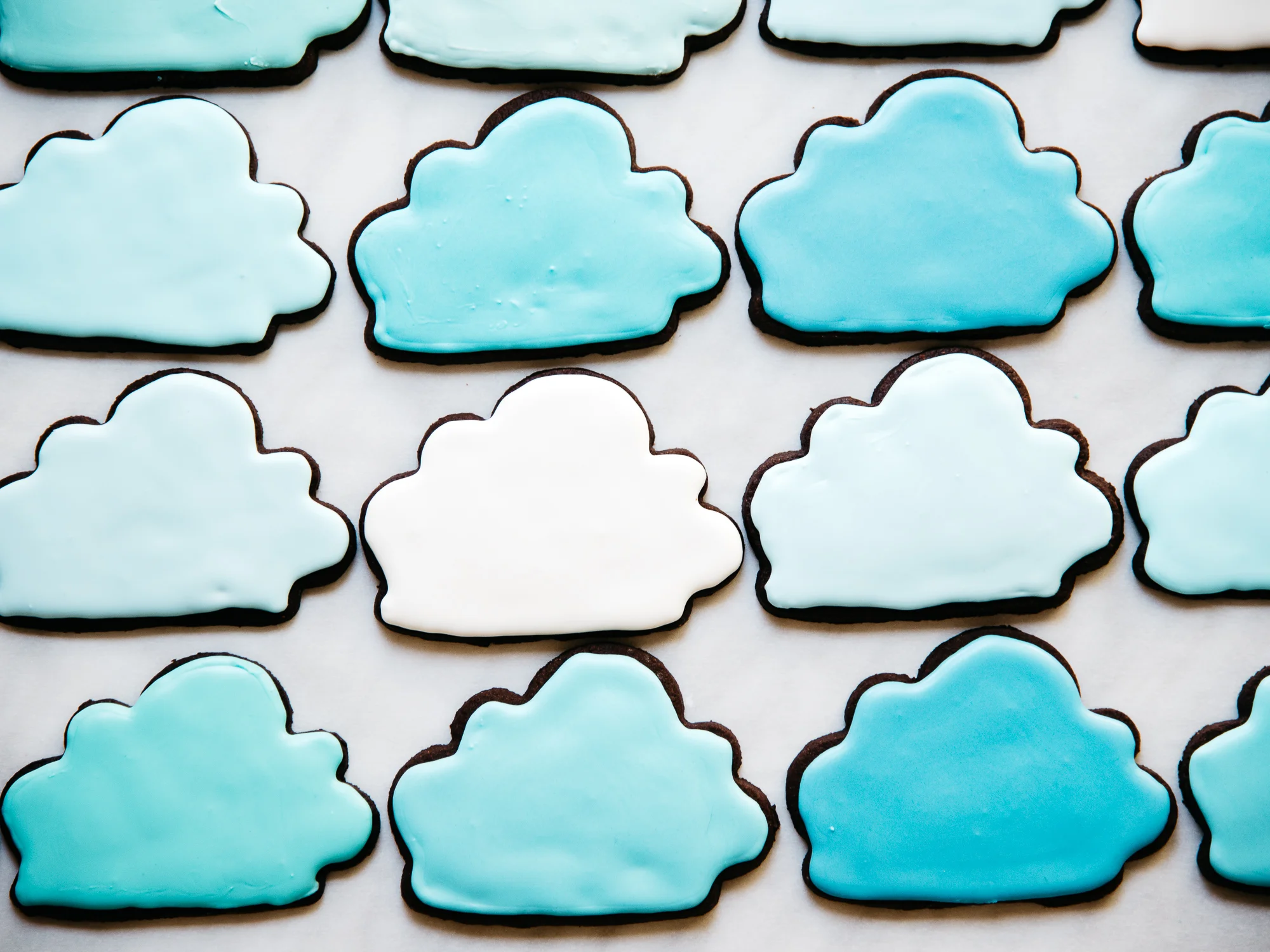 Iced Chocolate Brownie Cloud Cookies