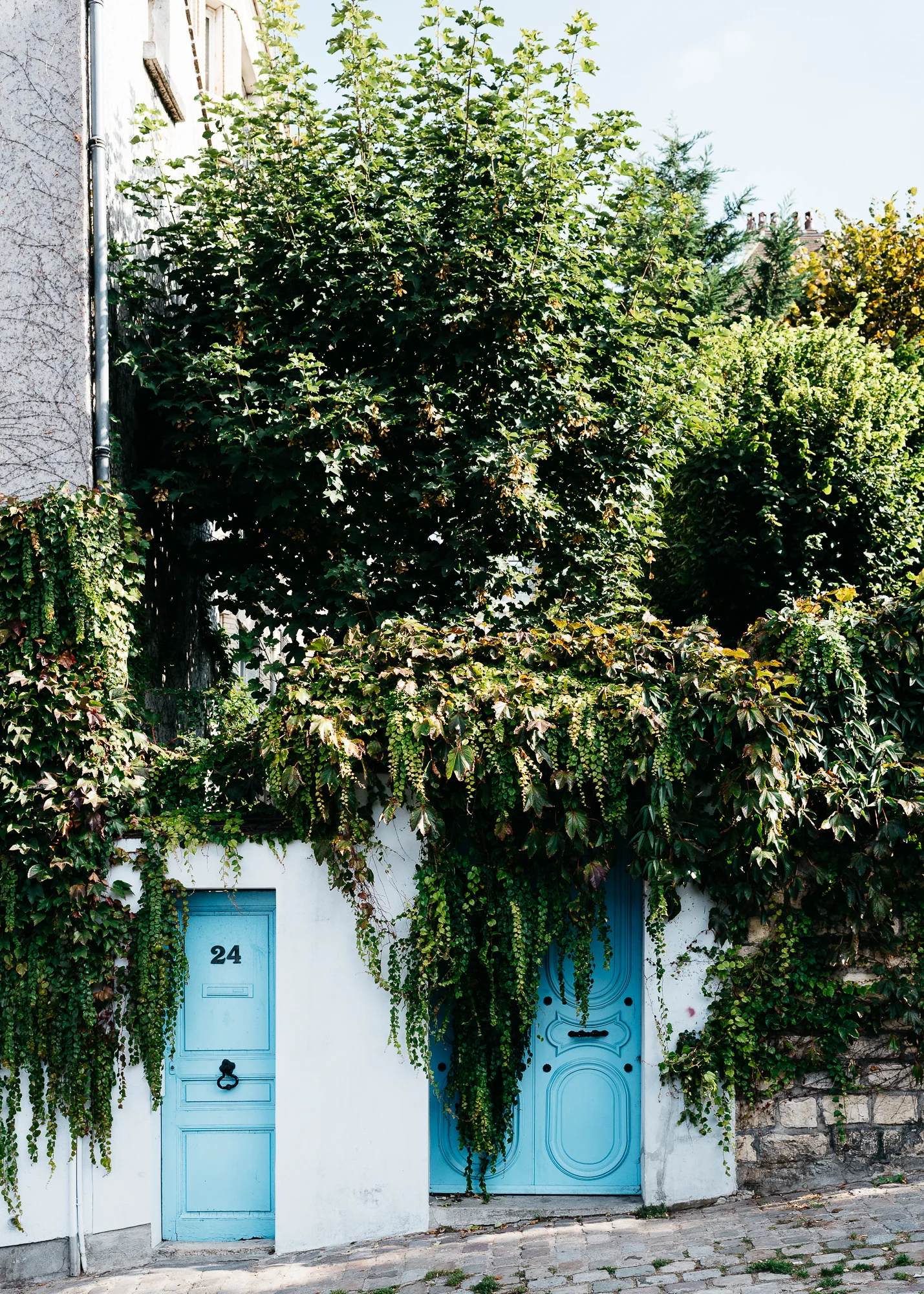 Cute blue doors in Montmartre, near Clos Montmartre