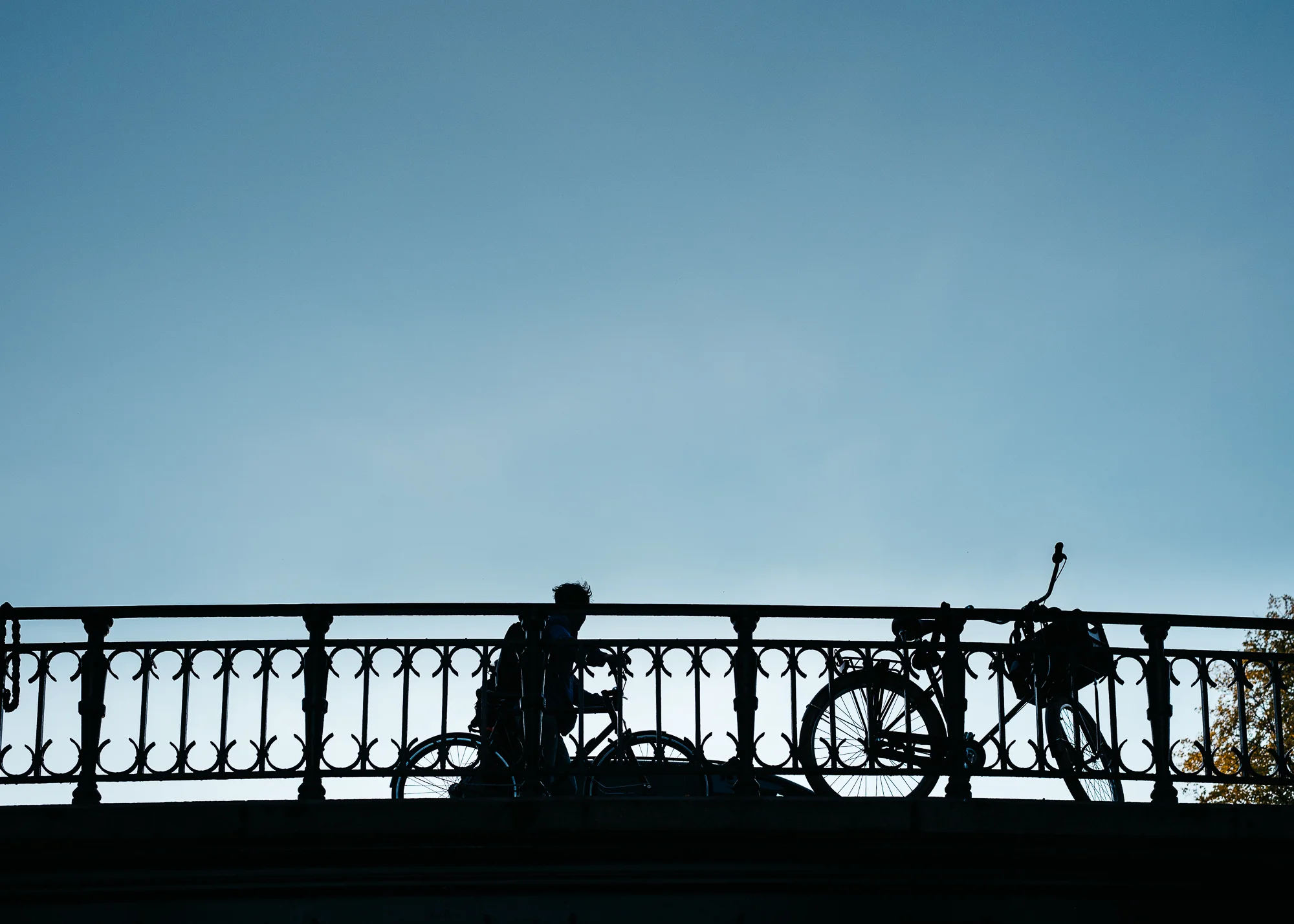 Biker riding home