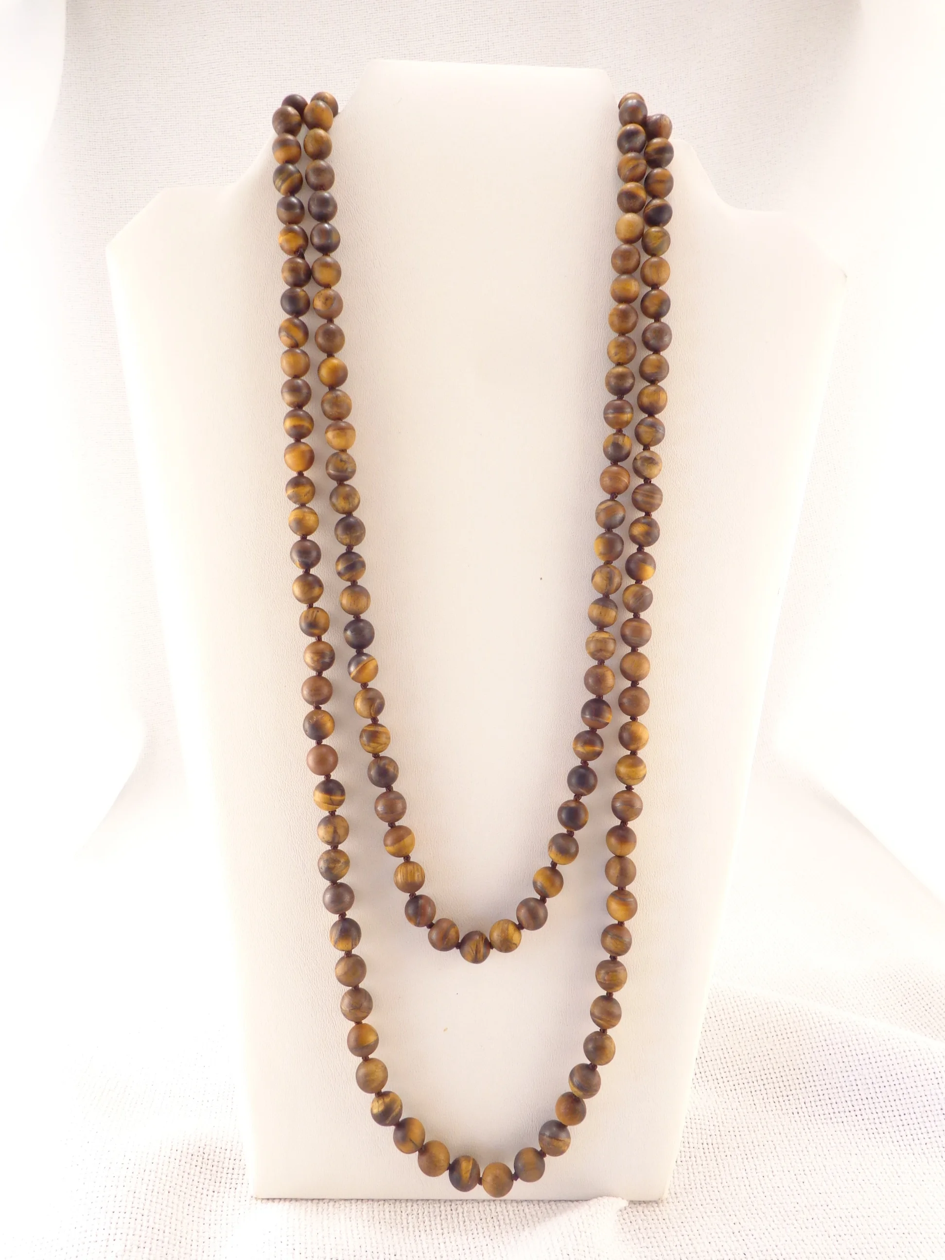 60" Beaded Necklace - Tiger's Eye