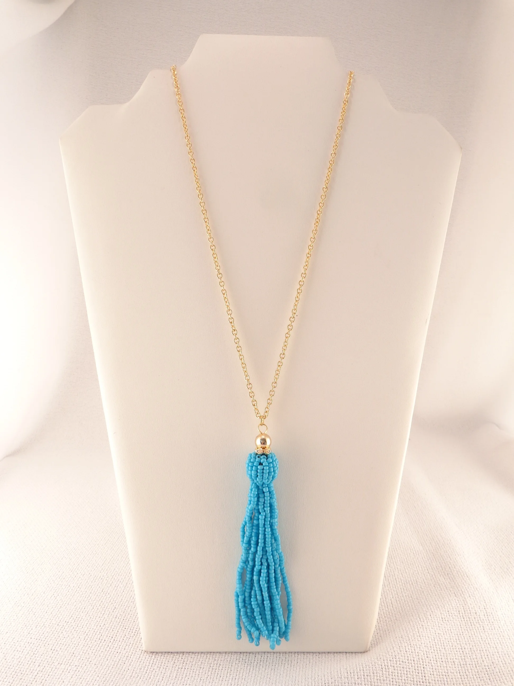 Bead Tassel Necklace - Turquoise 