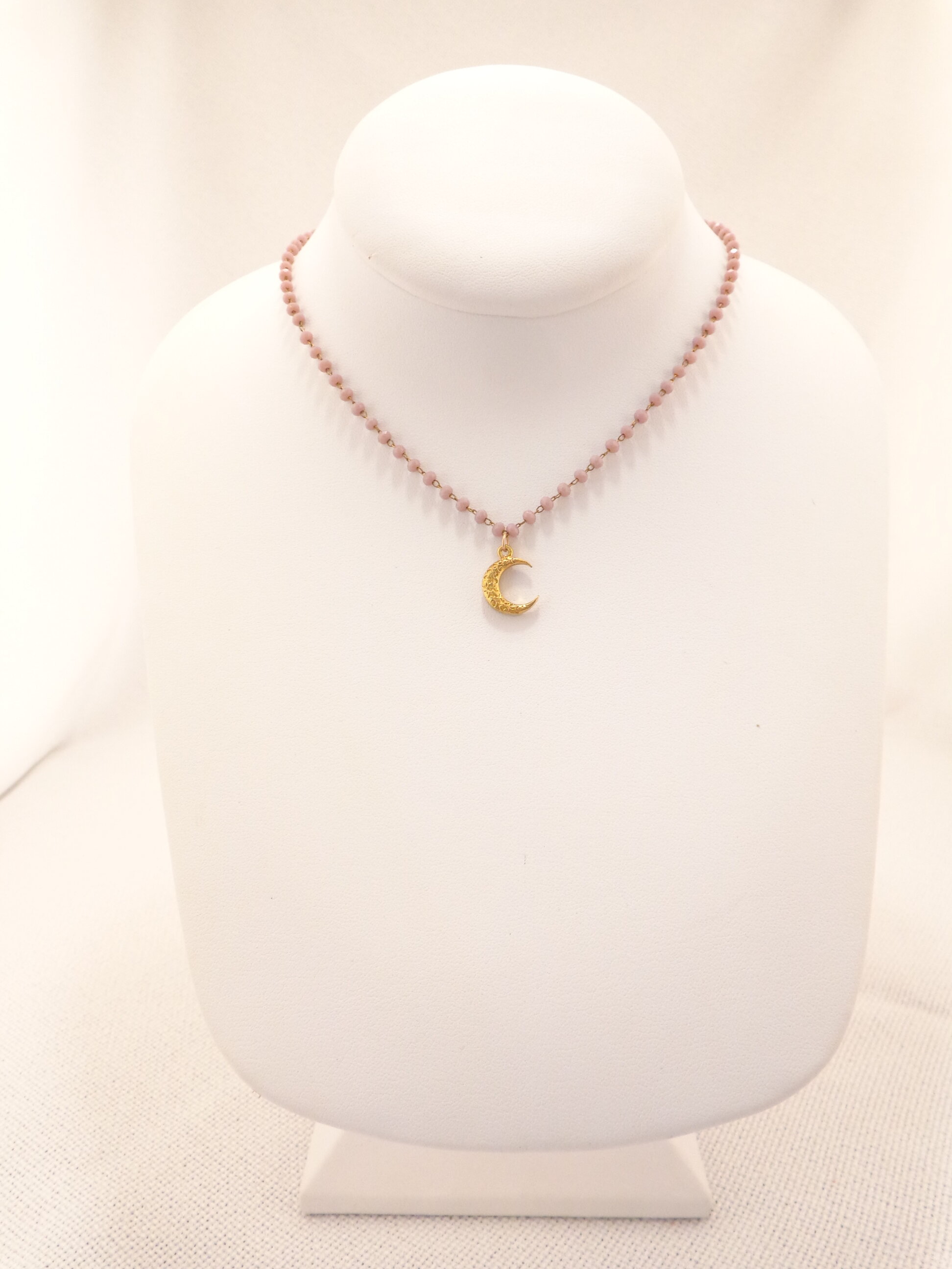 Tiny Moon Pendant Necklace - Lavender