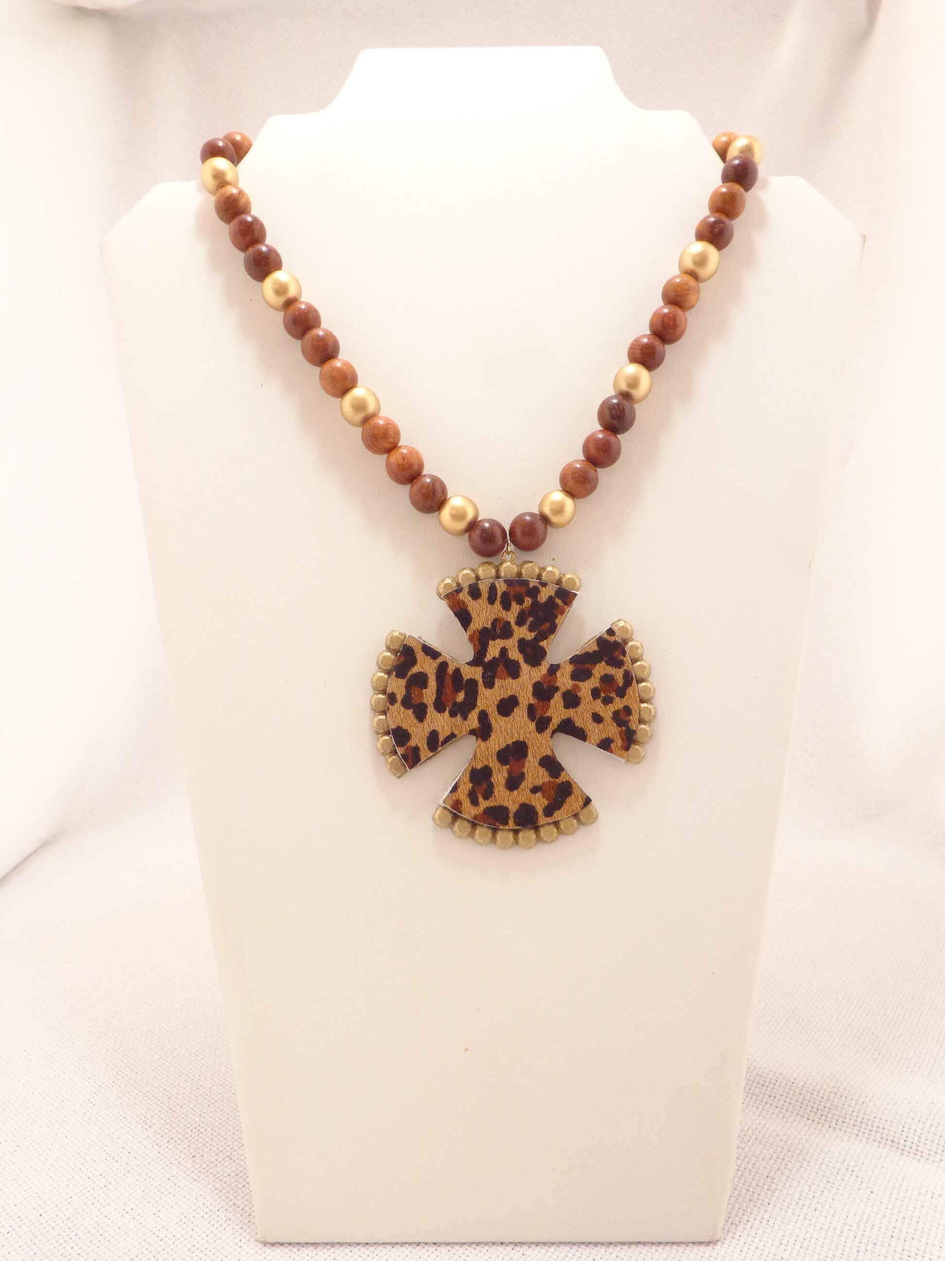 Frances Grace Leopard Print Cross Necklace | Lydia Lister Jewelry