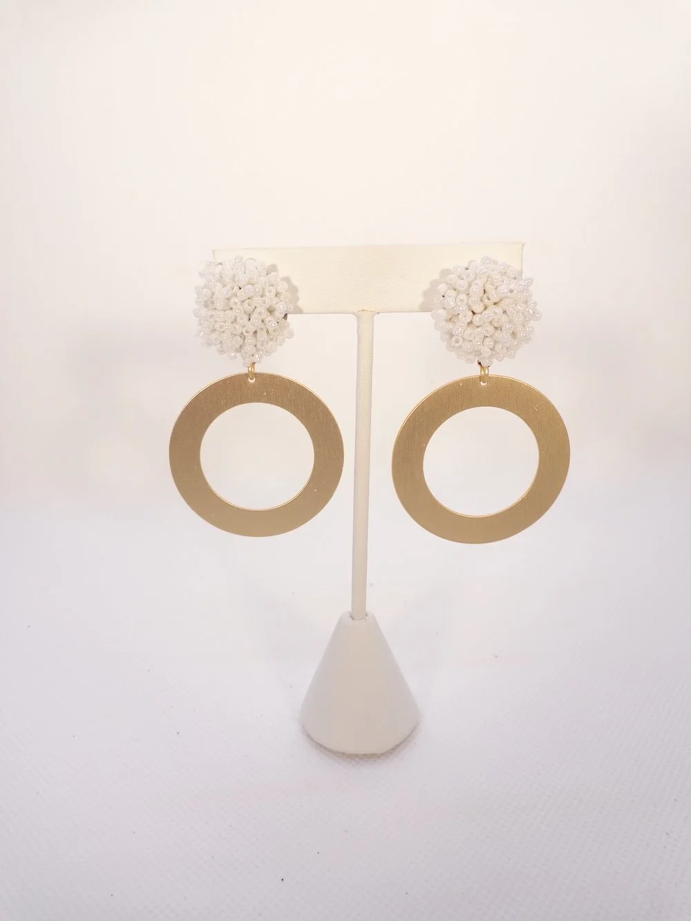 Pompom and Circle Earrings