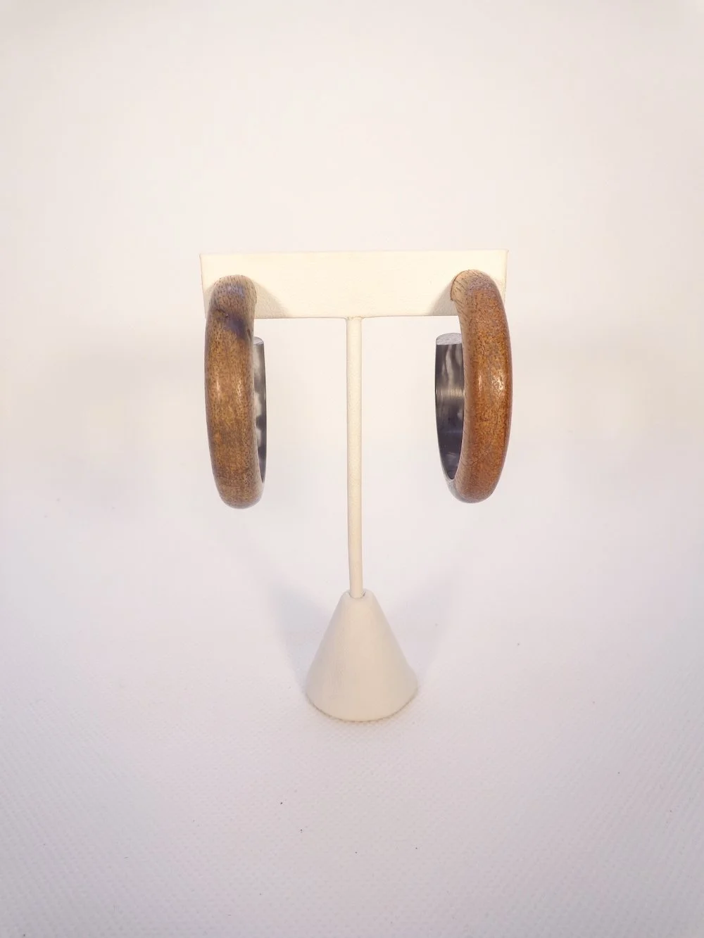 Wood and Acrylic Hoop Earrings - Black Tortoise