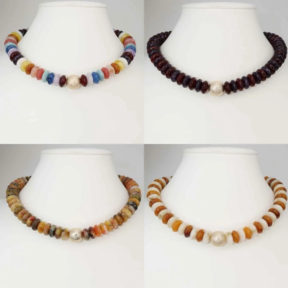 Rondelle Beads Necklace - Dark Colors