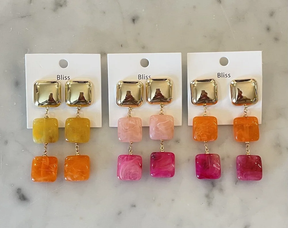 Three Squares Drop Earrings