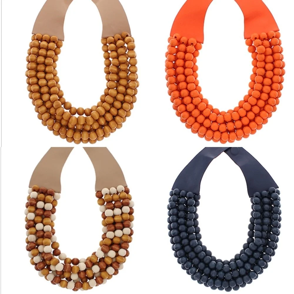 More Layered Wooden Ball Necklaces