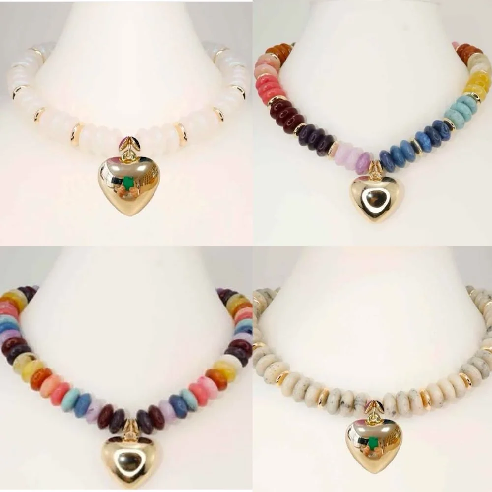 Beaded Puffy Heart Necklace