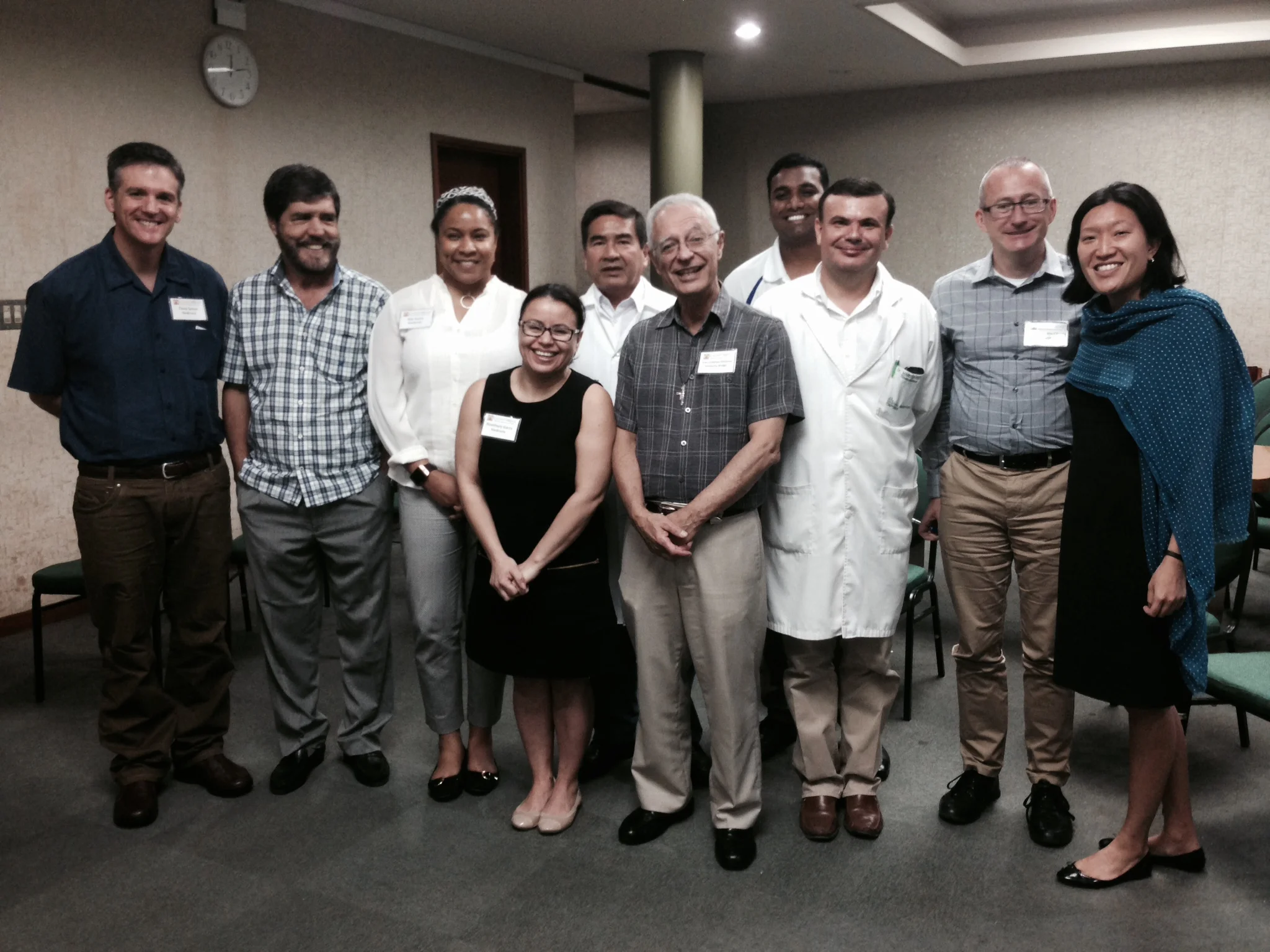 Persons in photo (R to L): Medtronic employees: Jeannie Kwok (Singapore), Stephan Helms-Ohama, Ph.D. (Australia), Mario Chavez, MD (Bolivia) Srikanth Sangili (India), Juan-Lorenzo Hinojosa, Ph.D. (US), Adam Coimbra, MD (Bolivia), Rosemary Garza (US), Nile Harris (US), Neurologist (Bolivia), David Simon, Ph.D. (US) at meeting at a public Bolivian hospital.