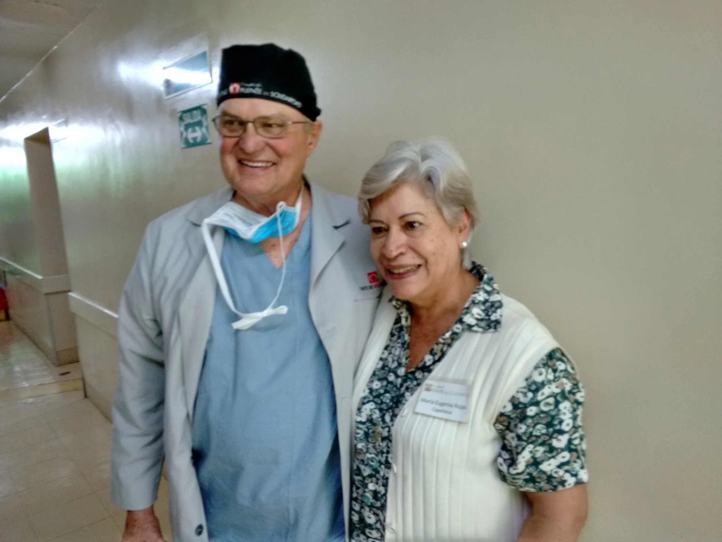 Dr. Ron Miller and Maria Eugenia Rojas between surgery and pastoral care.