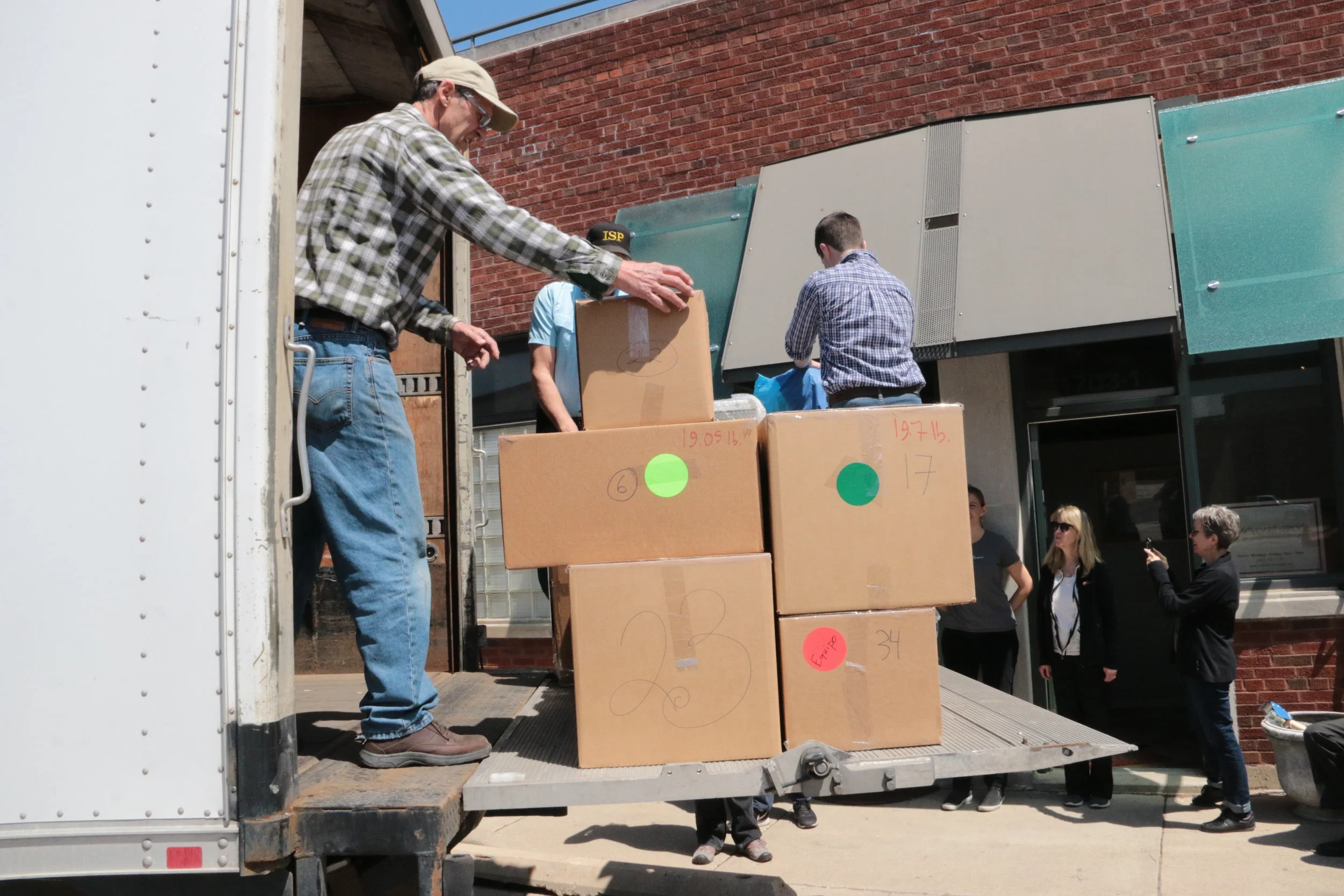 Loading the truck with supplies at our Evanston office
