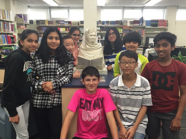 Allan A Martin Sr. Public School students with their Malala sculpture
