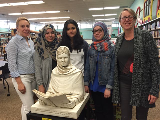 Librarian Kelly Fotinos and Me to We Students at Gordon Graydon Memorial Secondary School
