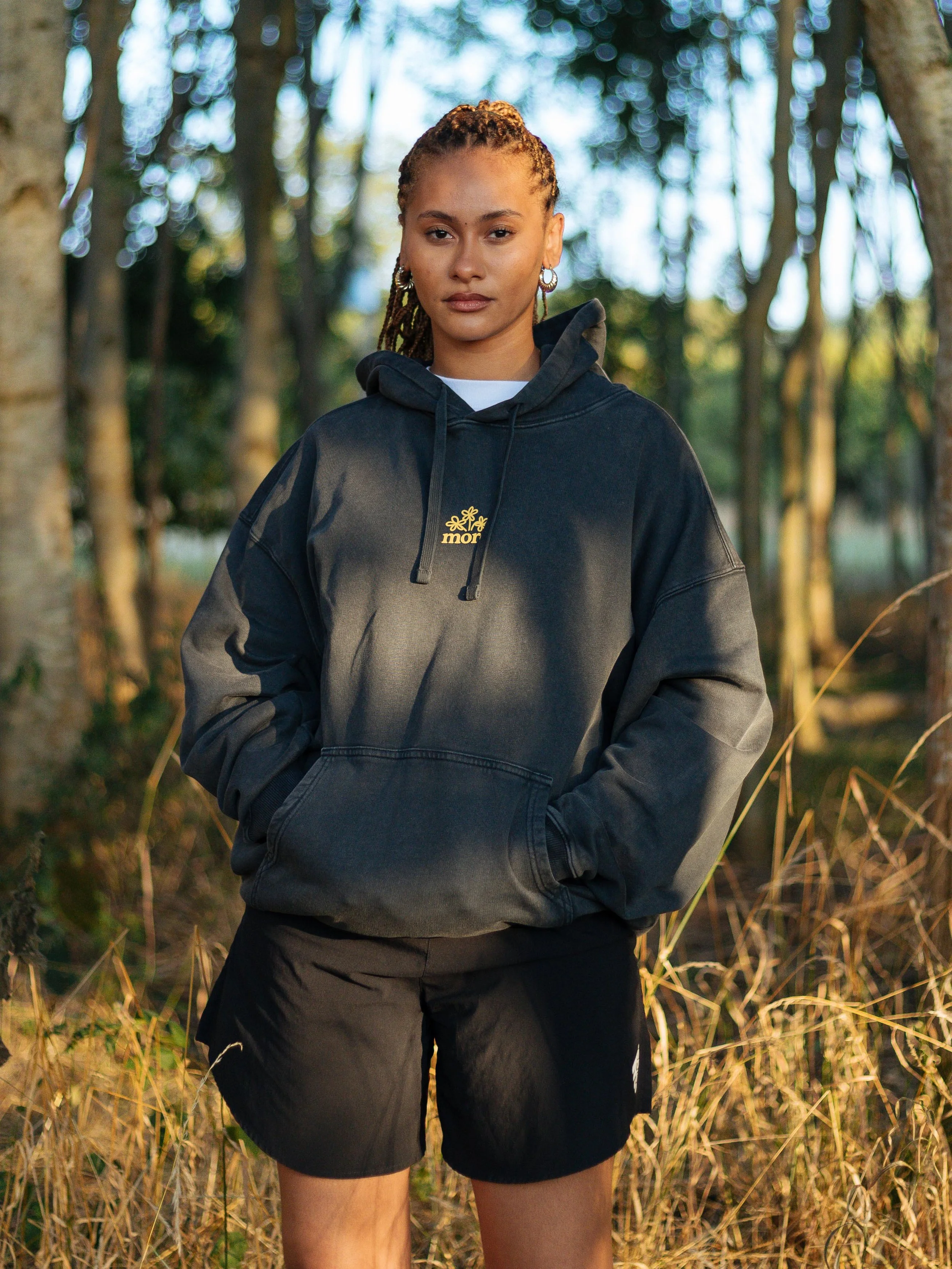 something more® oversized faded black hoodie