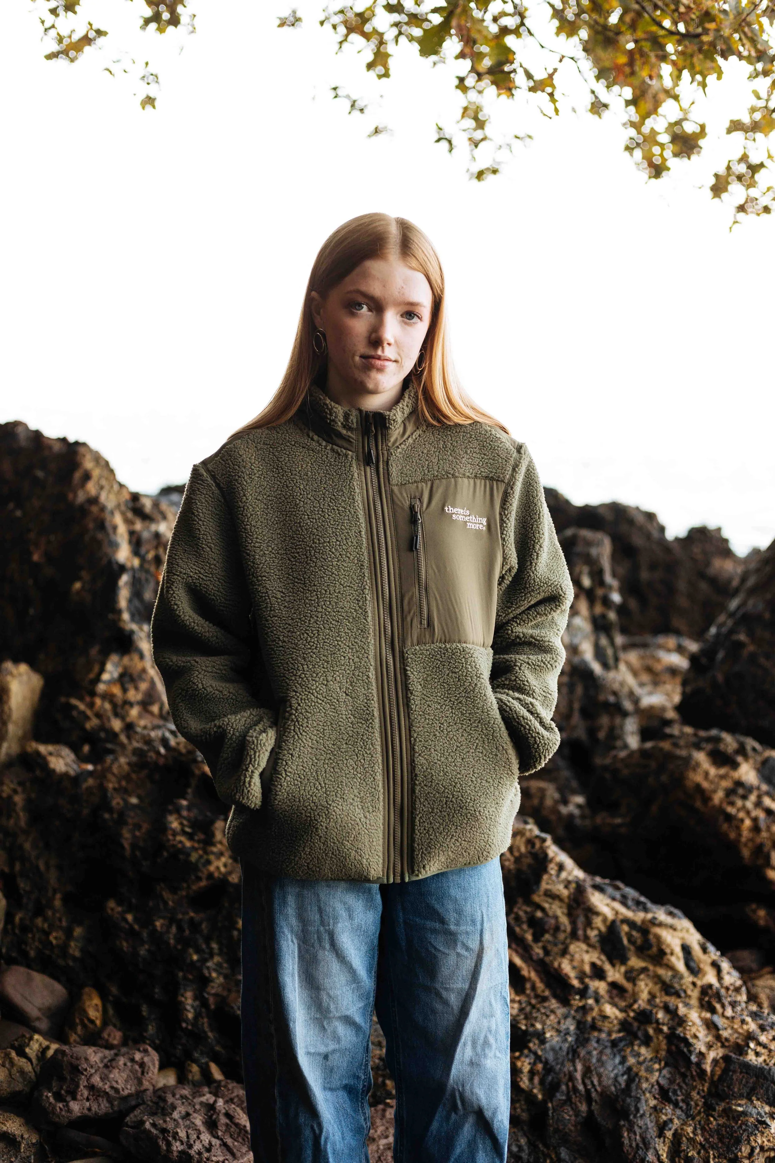 something more® khaki fleece jacket