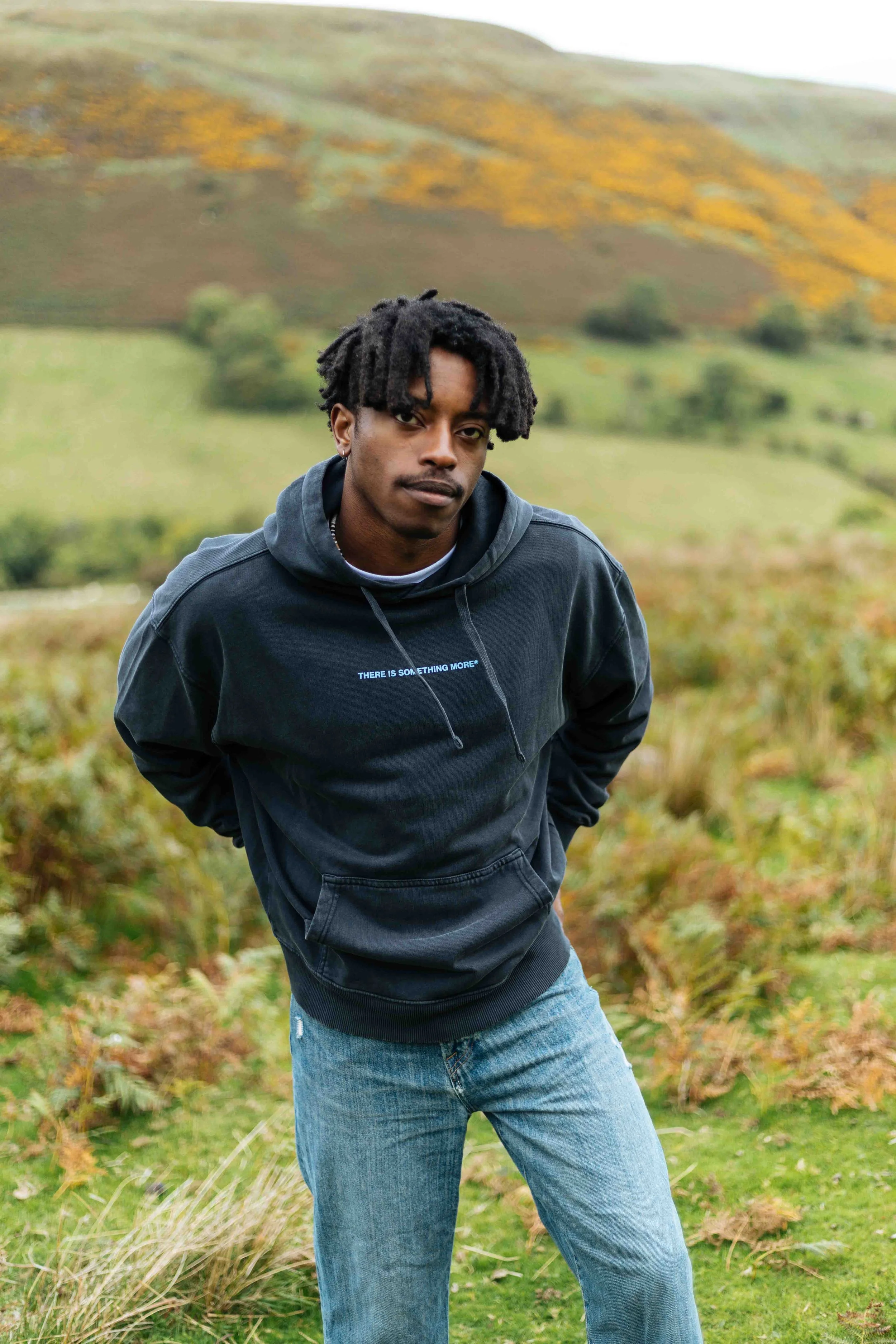 something more® statement washed black hoodie