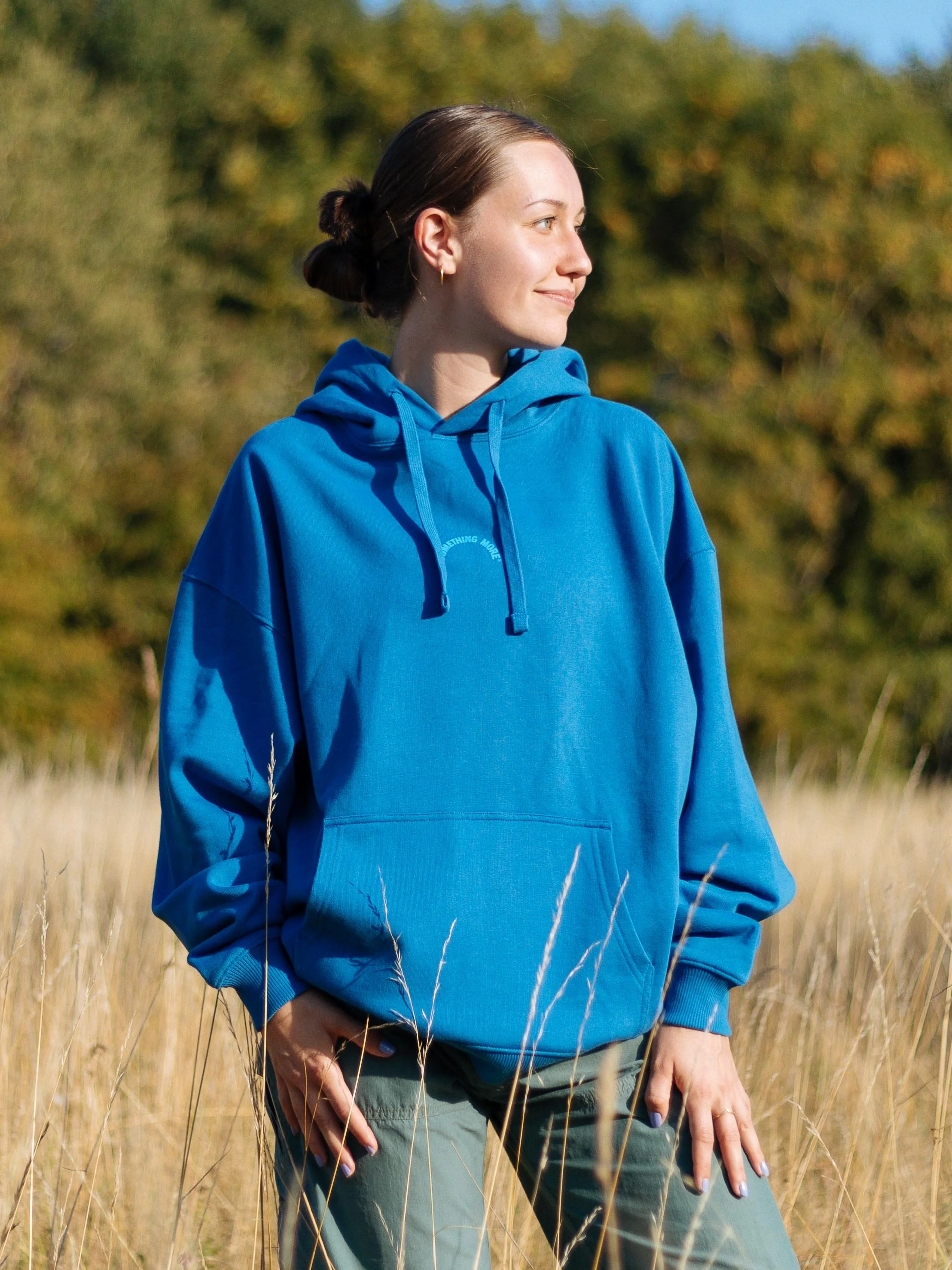 something more® oversized blue circle hoodie