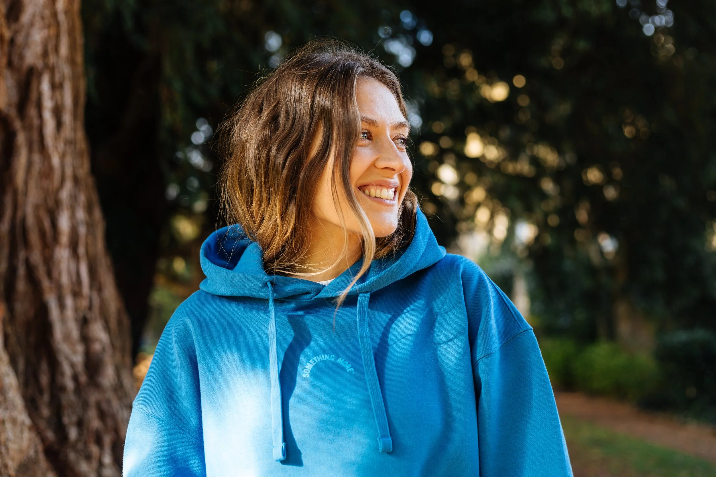 something more® oversized blue circle hoodie