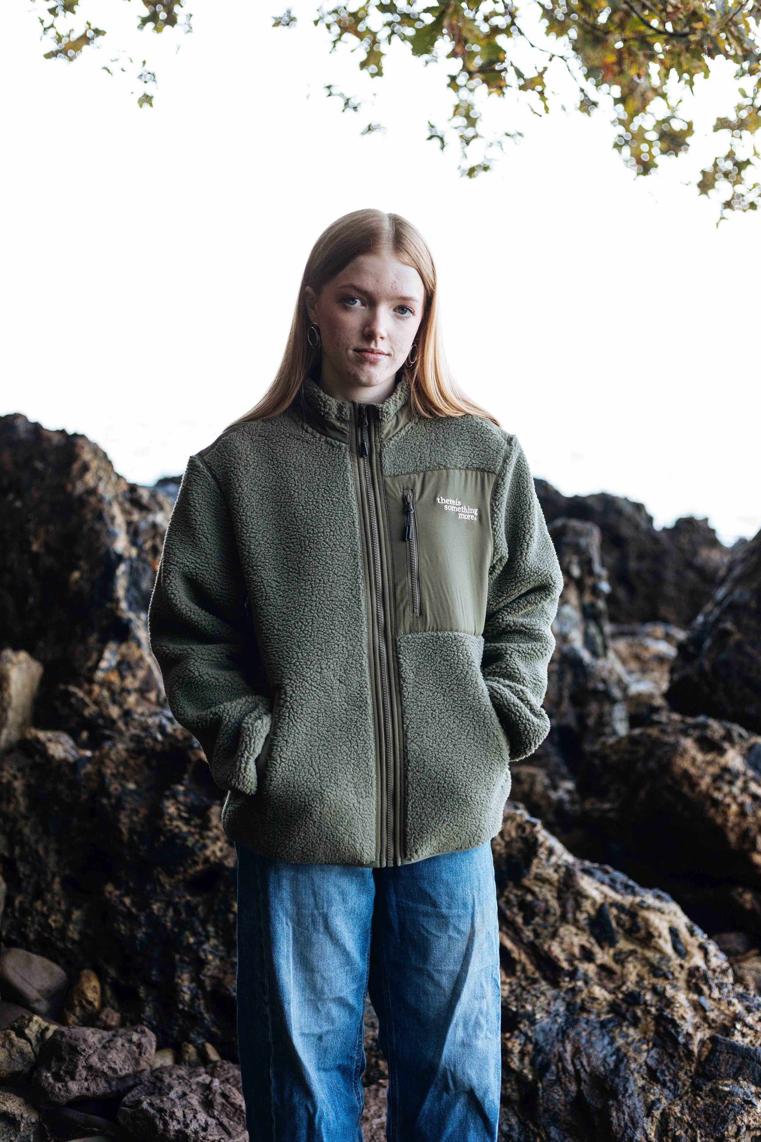 something more® khaki fleece jacket