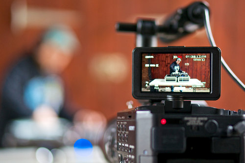 DJ Woody is filmed scratchin' it up by the Video Ink guys (Photo: David Taylor) 