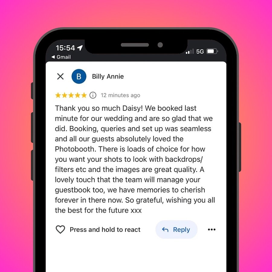 Thank you so much for your kind review, Billy &amp; Annie! This one made my day xx

#ohphotobooth #weddinginspo#weddingphotobooth #photoboothhire #photoboothtohire #retrophotobooth #photobooth #retrophotobooth #partyplanning #weddingplanner #funphoto