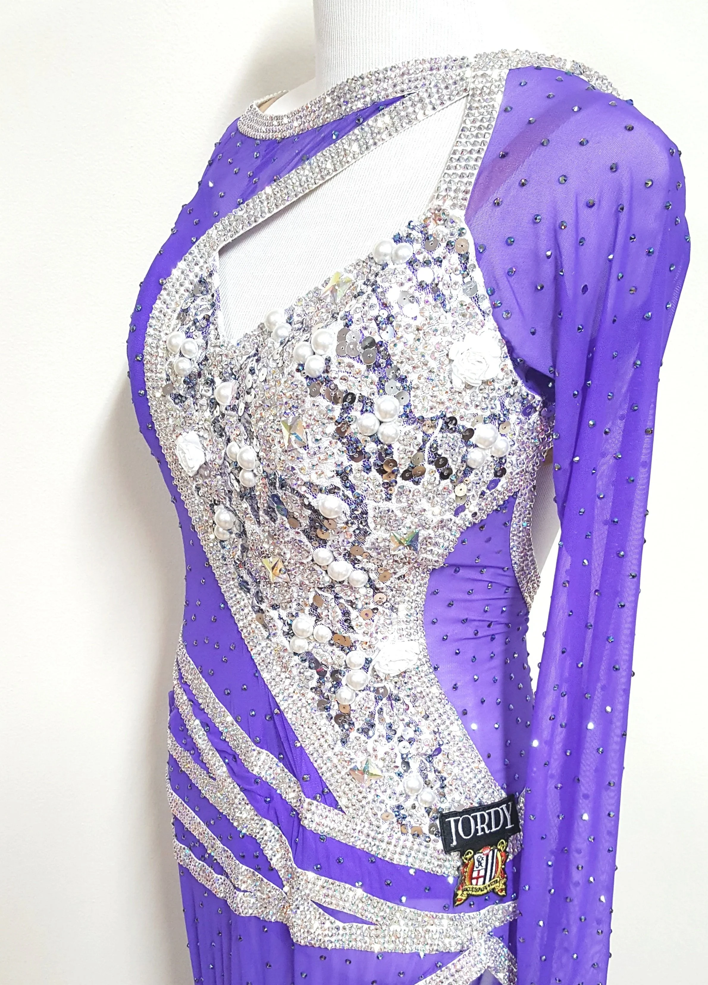 fitted lace wedding dress Feathered Purple Latin Dance Dress main image 1