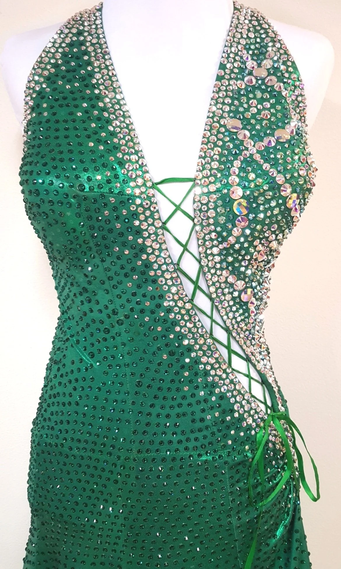 green denim dress for women Sabrina Diamante Gown | Emerald Green | Debs & Prom main image 1